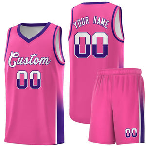 Custom Pink White-Purple Personalized Two Tone Font Sports Uniform Basketball Jersey