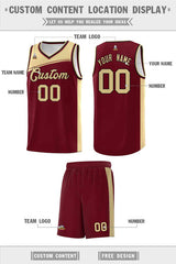 Custom Crimson Khaki Color Block Sports Uniform Basketball Jersey