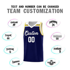 Custom Navy White-Gold Classic Sports Uniform Basketball Jersey