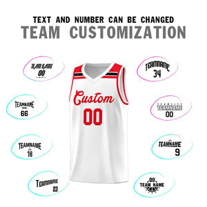 Custom White Red-Black Classic Sports Uniform Basketball Jersey