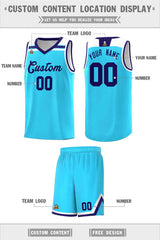 Custom Sky Blue Purple-White Classic Sports Uniform Basketball Jersey