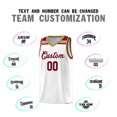 Custom White Crimson-Old Gold Classic Sports Uniform Basketball Jersey