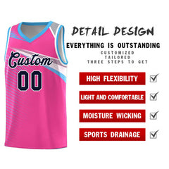 Custom Pink Navy-White Chest Color Block Sports Uniform Basketball Jersey