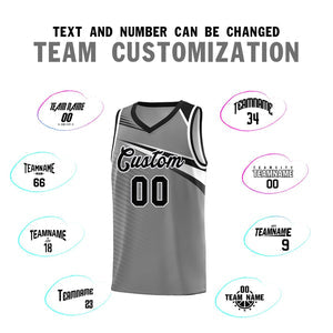 Custom Dark Gray Black-White Chest Color Block Sports Uniform Basketball Jersey