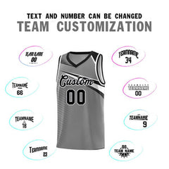 Custom Dark Gray Black-White Chest Color Block Sports Uniform Basketball Jersey