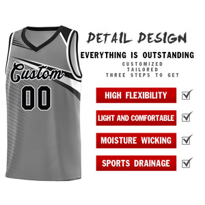Custom Dark Gray Black-White Chest Color Block Sports Uniform Basketball Jersey