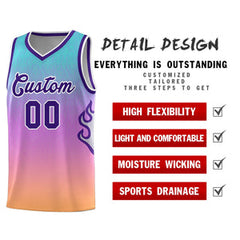 Custom Light Blue Pink-Purple Flame Gradient Fashion Sports Uniform Basketball Jersey