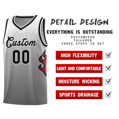 Custom White Dark Gray-Black Flame Gradient Fashion Sports Uniform Basketball Jersey