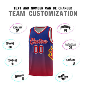Custom Royal Red-White Flame Gradient Fashion Sports Uniform Basketball Jersey