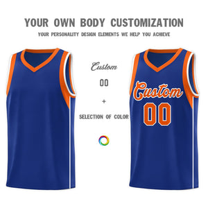 Custom Royal Orange-White Sleeve Color Blocking Classic Sets Sports Uniform Basketball Jersey