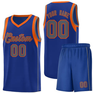 Custom Royal Orange-Gray Sleeve Color Blocking Classic Sets Sports Uniform Basketball Jersey
