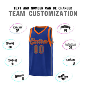 Custom Royal Orange-Gray Sleeve Color Blocking Classic Sets Sports Uniform Basketball Jersey