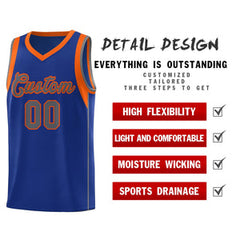 Custom Royal Orange-Gray Sleeve Color Blocking Classic Sets Sports Uniform Basketball Jersey