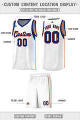 Custom White Royal-Orange Sleeve Color Blocking Classic Sets Sports Uniform Basketball Jersey