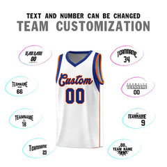Custom White Royal-Orange Sleeve Color Blocking Classic Sets Sports Uniform Basketball Jersey