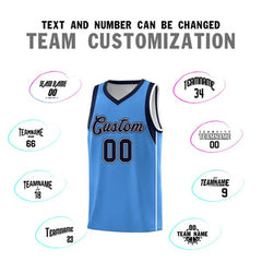 Custom Powder Blue Navy-White Sleeve Color Blocking Classic Sets Sports Uniform Basketball Jersey