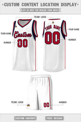 Custom White Navy-Red Sleeve Color Blocking Classic Sets Sports Uniform Basketball Jersey