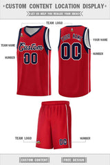 Custom Red Navy-White Sleeve Color Blocking Classic Sets Sports Uniform Basketball Jersey