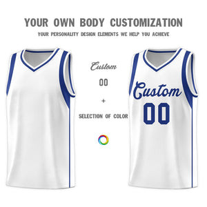 Custom White Royal Sleeve Color Blocking Classic Sets Sports Uniform Basketball Jersey