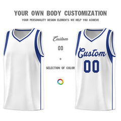 Custom White Royal Sleeve Color Blocking Classic Sets Sports Uniform Basketball Jersey