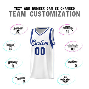 Custom White Royal Sleeve Color Blocking Classic Sets Sports Uniform Basketball Jersey