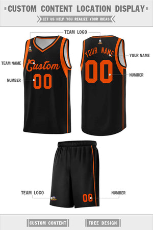 Custom Black Orange Sleeve Color Blocking Classic Sets Sports Uniform Basketball Jersey