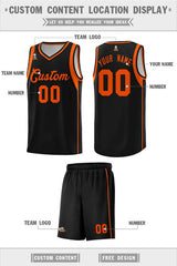 Custom Black Orange Sleeve Color Blocking Classic Sets Sports Uniform Basketball Jersey