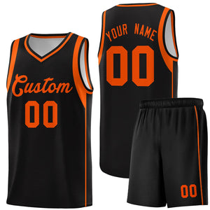 Custom Black Orange Sleeve Color Blocking Classic Sets Sports Uniform Basketball Jersey