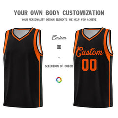 Custom Black Orange Sleeve Color Blocking Classic Sets Sports Uniform Basketball Jersey