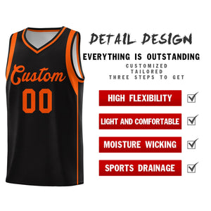 Custom Black Orange Sleeve Color Blocking Classic Sets Sports Uniform Basketball Jersey