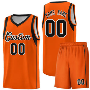 Custom Orange Black-White Sleeve Color Blocking Classic Sets Sports Uniform Basketball Jersey