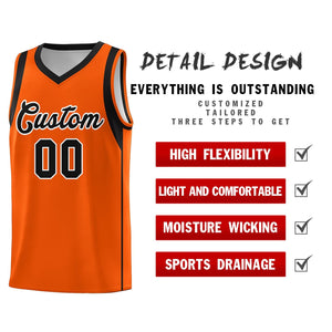 Custom Orange Black-White Sleeve Color Blocking Classic Sets Sports Uniform Basketball Jersey