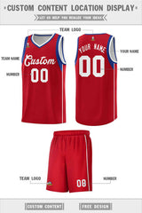 Custom Red Royal-White Sleeve Color Blocking Classic Sets Sports Uniform Basketball Jersey