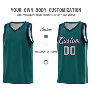 Custom Aqua Gray-Royal Sleeve Color Blocking Classic Sets Sports Uniform Basketball Jersey