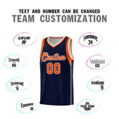 Custom Navy Orange-White Sleeve Color Blocking Classic Sets Sports Uniform Basketball Jersey