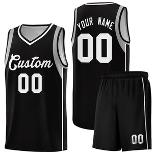 Custom Black White-Gray Sleeve Color Blocking Classic Sets Sports Uniform Basketball Jersey