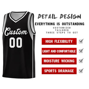 Custom Black White-Gray Sleeve Color Blocking Classic Sets Sports Uniform Basketball Jersey
