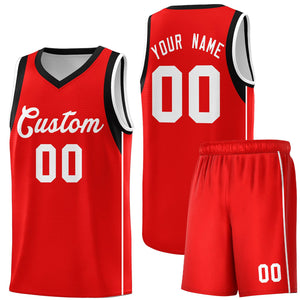 Custom Red White Sleeve Color Blocking Classic Sets Sports Uniform Basketball Jersey