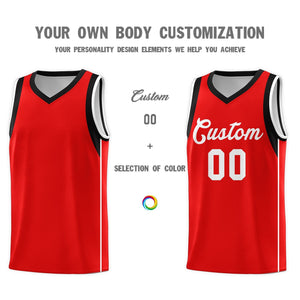 Custom Red White Sleeve Color Blocking Classic Sets Sports Uniform Basketball Jersey