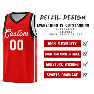 Custom Red White Sleeve Color Blocking Classic Sets Sports Uniform Basketball Jersey