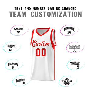 Custom White Red Sleeve Color Blocking Classic Sets Sports Uniform Basketball Jersey