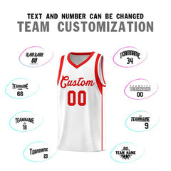 Custom White Red Sleeve Color Blocking Classic Sets Sports Uniform Basketball Jersey