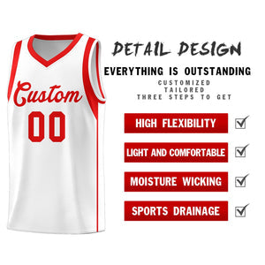 Custom White Red Sleeve Color Blocking Classic Sets Sports Uniform Basketball Jersey