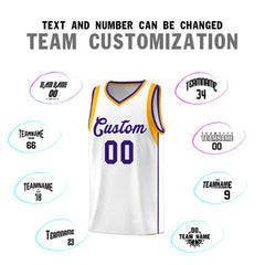 Custom White Purple-Aqua Sleeve Color Blocking Classic Sets Sports Uniform Basketball Jersey