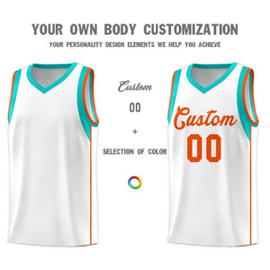 Custom White Orange Sleeve Color Blocking Classic Sets Sports Uniform Basketball Jersey