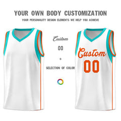 Custom White Orange Sleeve Color Blocking Classic Sets Sports Uniform Basketball Jersey