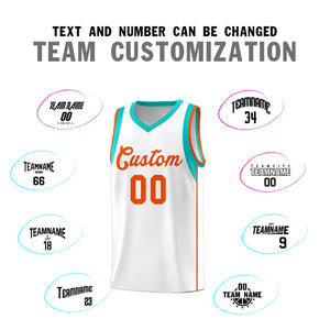 Custom White Orange Sleeve Color Blocking Classic Sets Sports Uniform Basketball Jersey