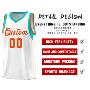 Custom White Orange Sleeve Color Blocking Classic Sets Sports Uniform Basketball Jersey
