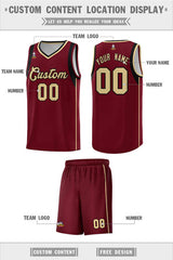 Custom Crimson Khaki Black Sleeve Color Blocking Classic Sets Sports Uniform Basketball Jersey