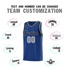 Custom Royal Navy-Gray Sleeve Color Blocking Classic Sets Sports Uniform Basketball Jersey